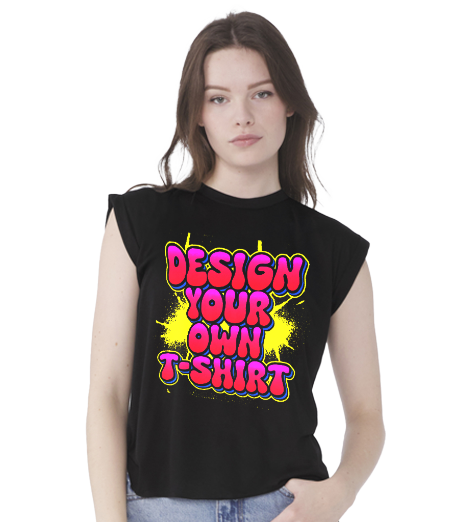 Ladies Flowy Rolled Cuff Muscle T-Shirt