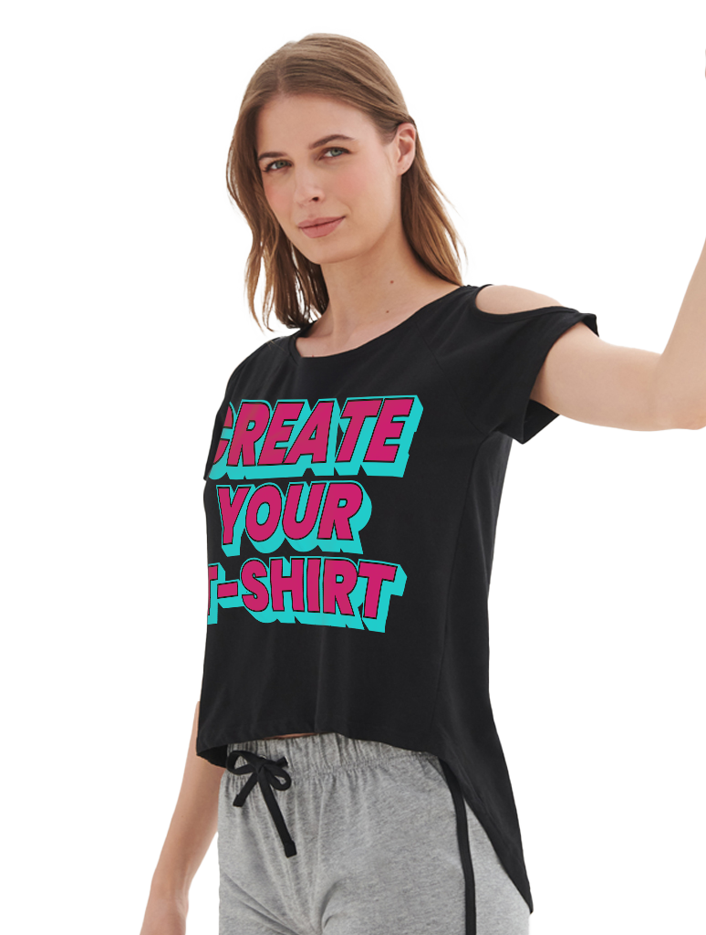Ladies relaxed shoulder reveal t-shirt