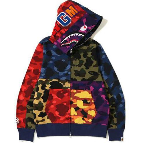 MIX CAMO CRAZY FULL ZIP SHARK HOODIE